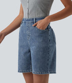 Short en jean Halara Flex™ taille haute décontracté 17,5 cm avec poches