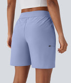 Short de randonnée à taille moyenne avec cordon de serrage et poches multiples à fermeture éclair, résistant à l'eau et à l'usure