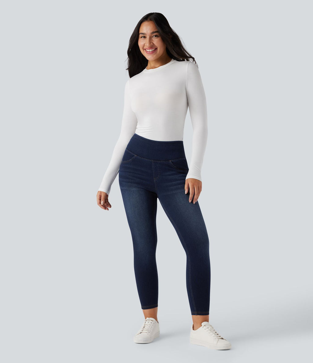 Legging 7/8 en denim gainant taille haute effet push-up Halara Flex™ avec poches