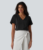 Haut tailleur col V manches courtes