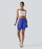 Short de yoga SoftlyZero™ Airy 2-en-1 taille ultra-haute effet frais InstantCool 17,5 cm avec poches