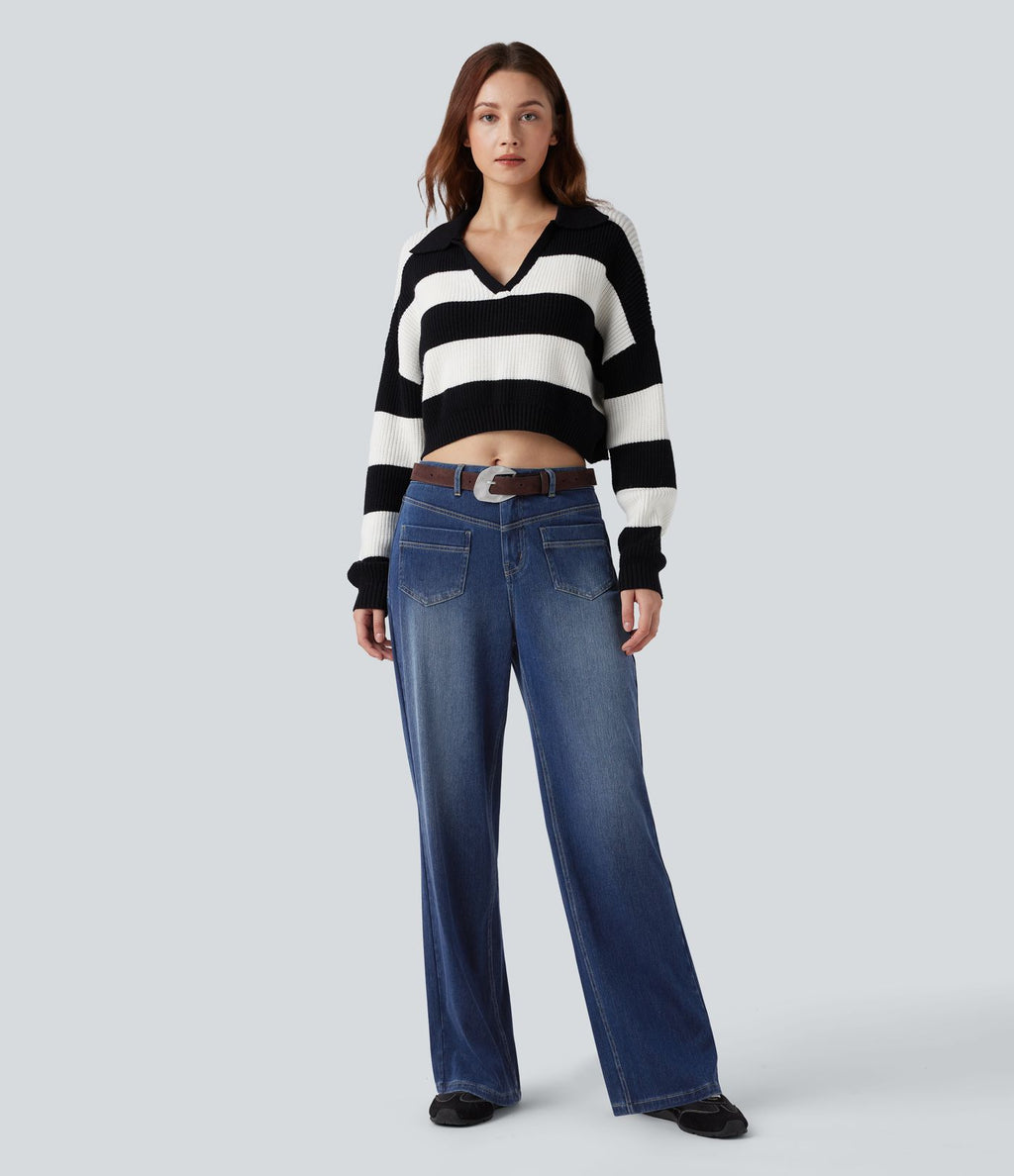 Halara Flex™ Jean coupe droite décontracté taille mi-haute avec poches