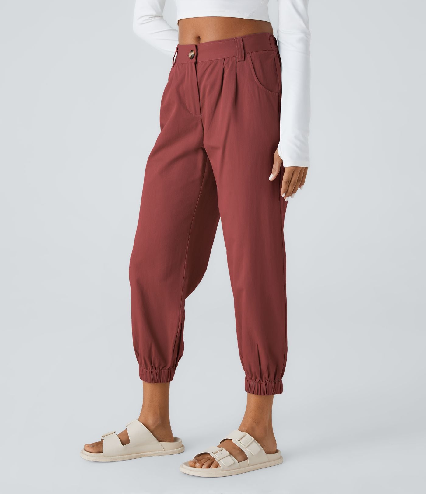 Joggings décontractés à taille mi-haute avec poches