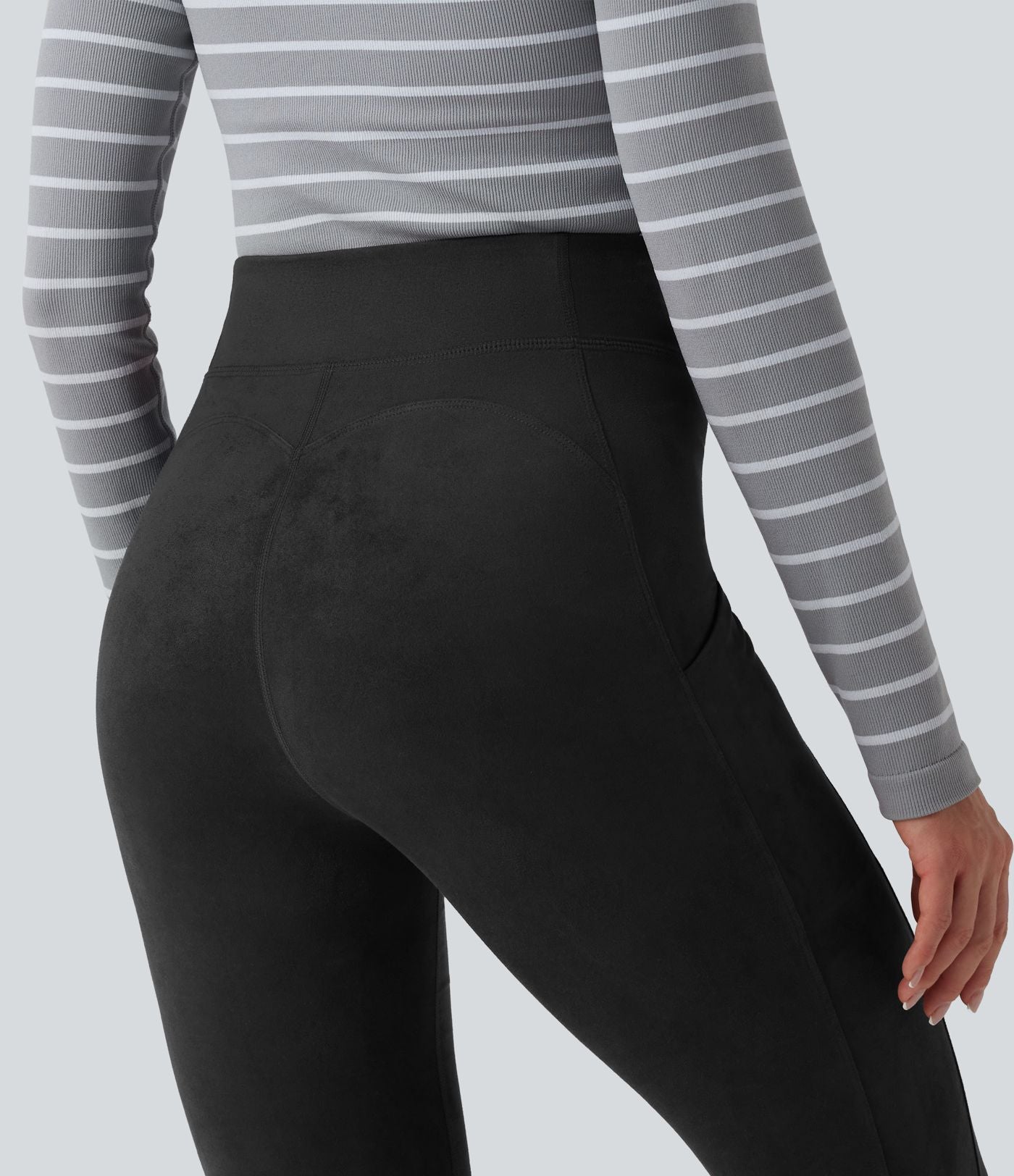 Legging casual taille haute en daim avec poches