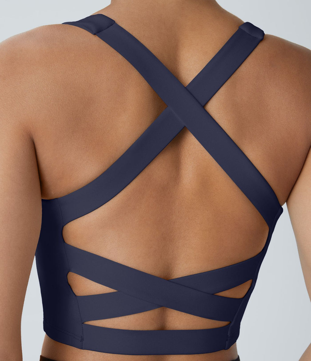 Débardeur yoga court SoftlyZero™ Airy col carré dos nu bretelles croisées effet frais InstantCool, bonnets A-C, protection solaire UPF50+