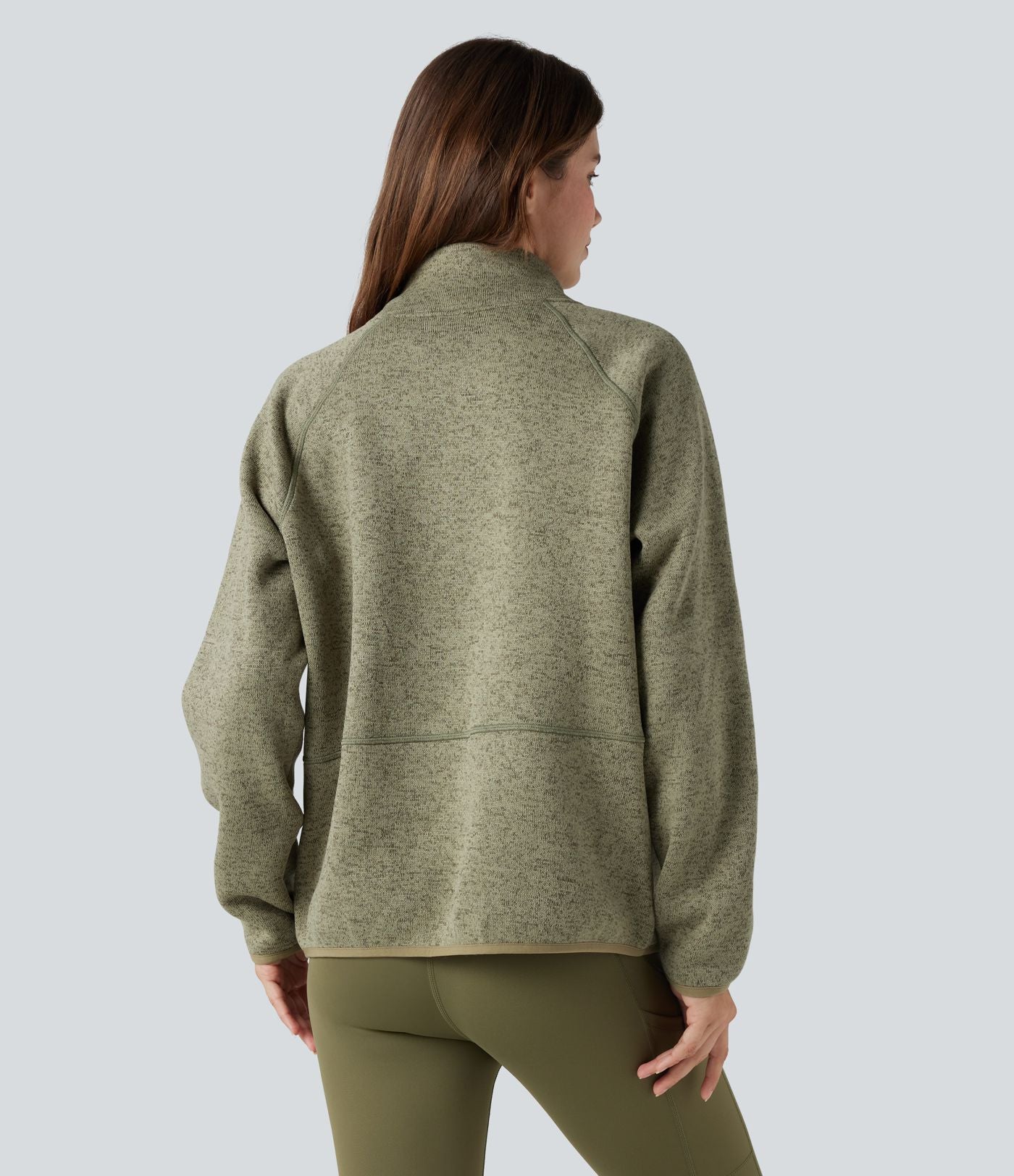 Sweat-shirt polaire de randonnée chiné col montant demi-zip