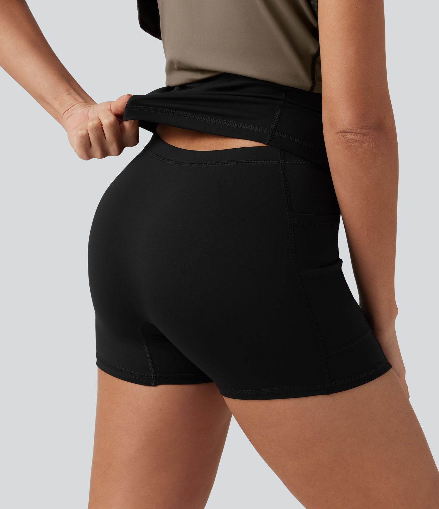Robe sport de danse mini 2-en-1 avec brassière intégrée UltraSculpt™ à imprimé à carreaux avec poches - Édition Easy Peasy