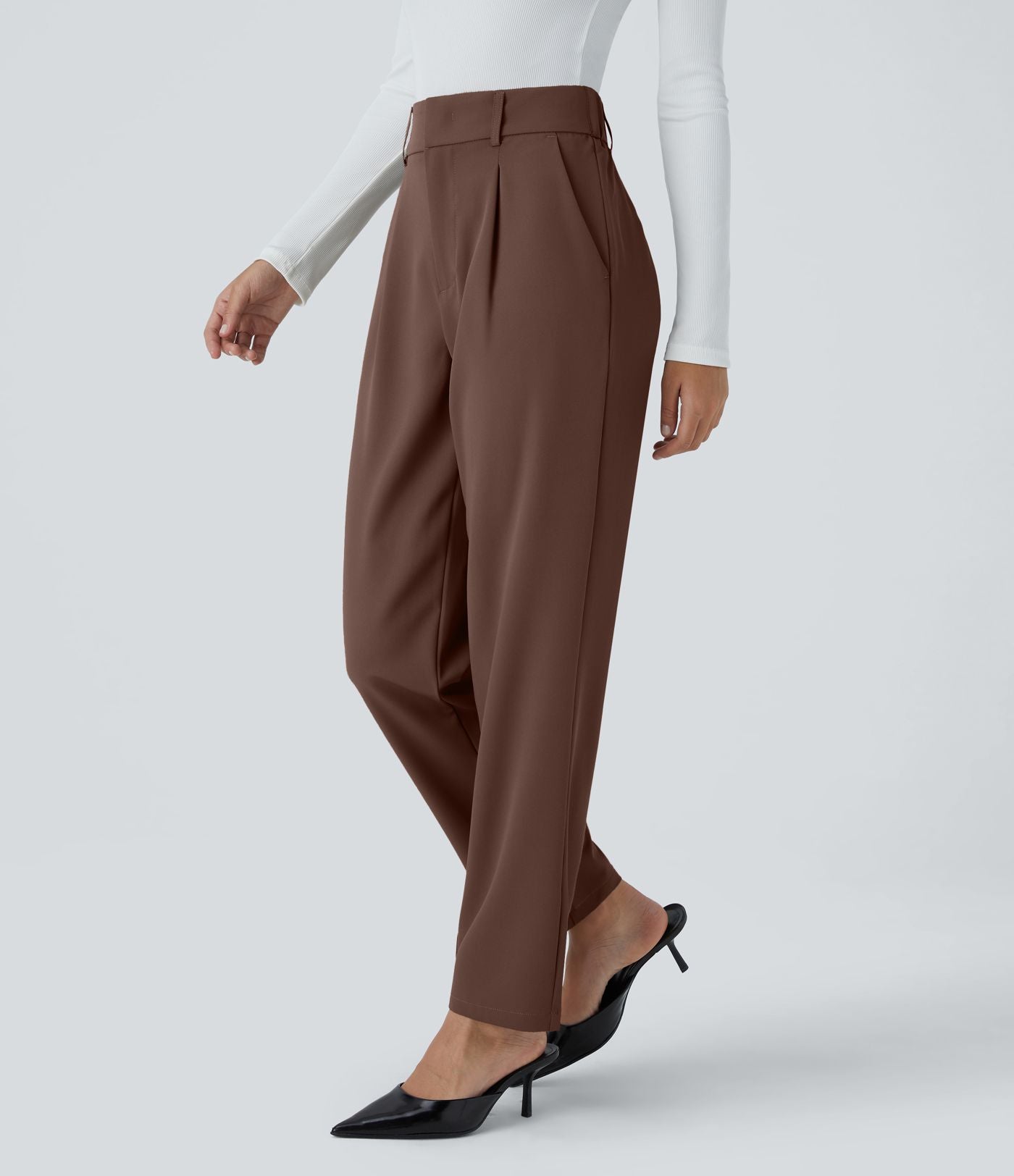 Pantalon tailleur Halara Flex™ fuselé uni, taille haute, avec poches