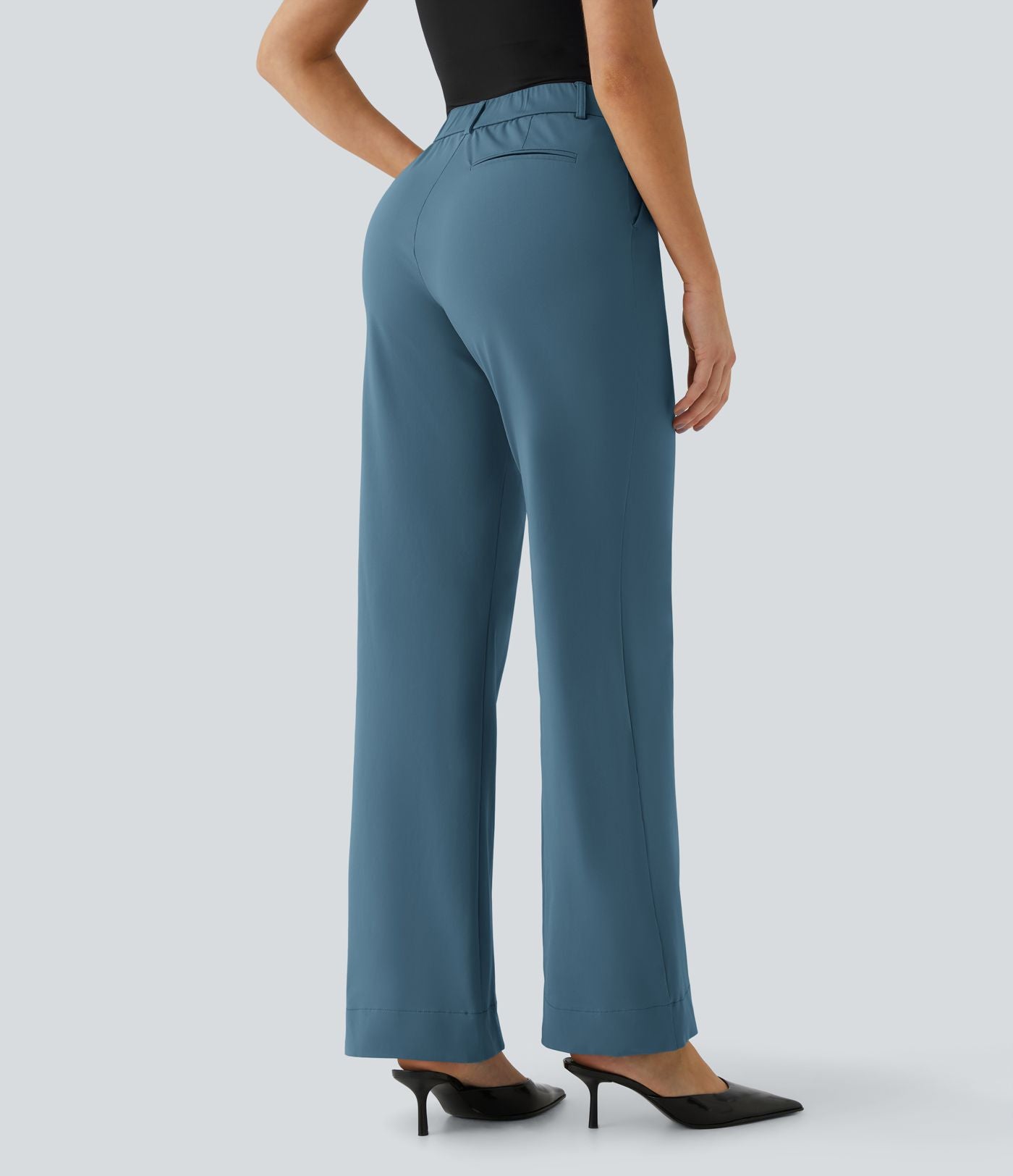 Pantalon de travail Halara Flex™ droit, taille mi-haute, avec poches