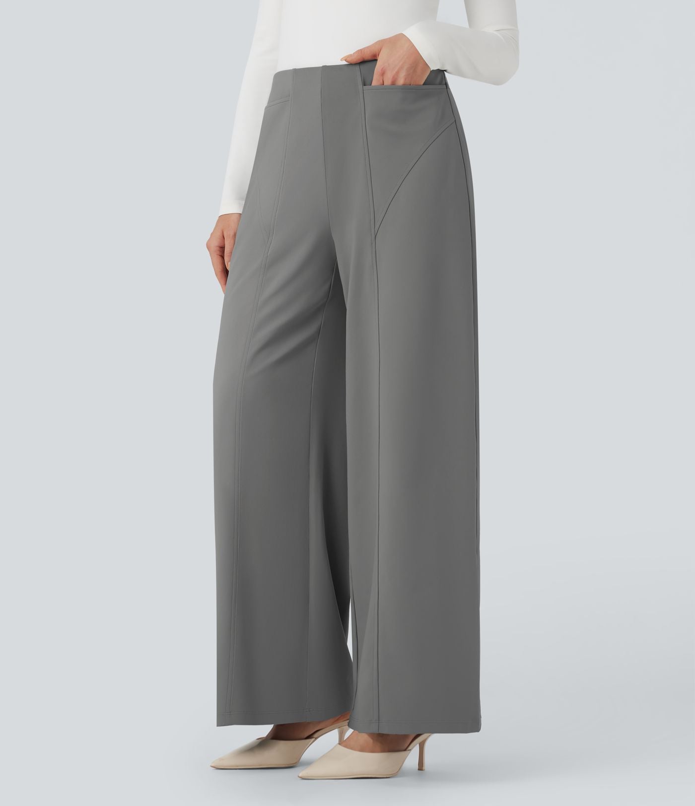 Pantalon tailleur large taille moyenne Halara Flex™ DayStretch avec poches