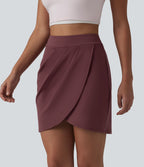 DayStretch Jupe mini casual 2-en-1 bodycon plissée croisée taille haute