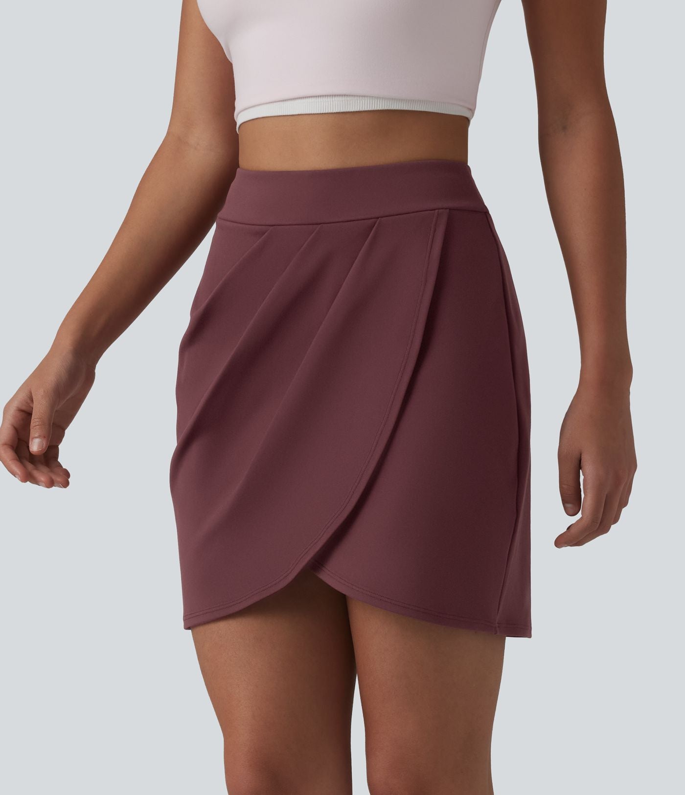 DayStretch Jupe mini casual 2-en-1 bodycon plissée croisée taille haute