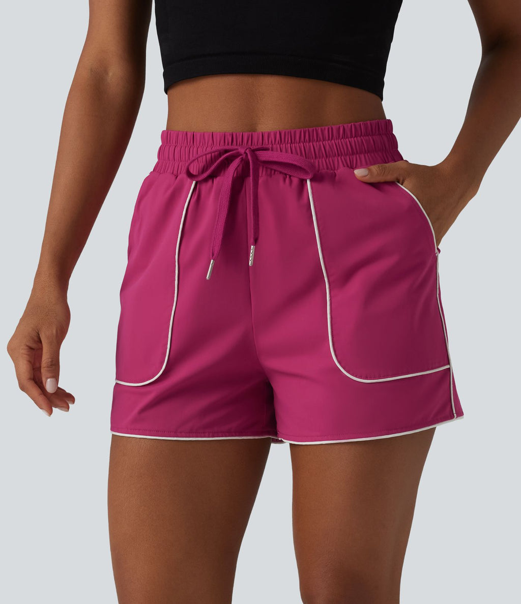 Short de sport taille haute cordon de serrage séchage rapide effet frais InstantCool 7,5 cm avec poches, protection solaire UPF40+