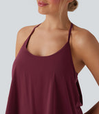 Haut de sport yoga SoftlyZero™ Airy licou drapé effet frais InstantCool, bonnets E-G, protection solaire UPF50+