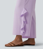 Pantalon large séchage rapide Breezeful™ taille haute à volants avec poches