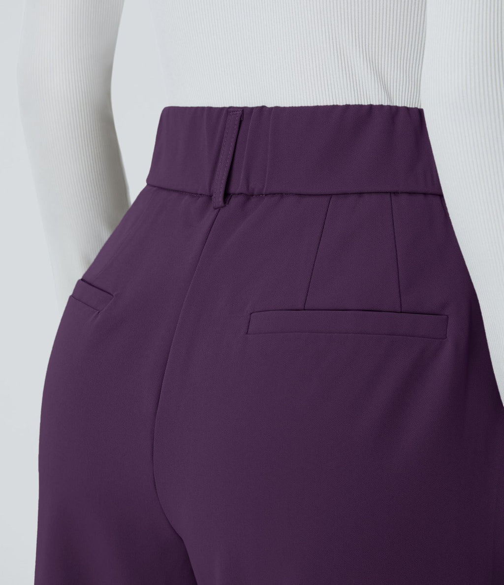 Pantalon tailleur Halara Flex™ fuselé uni, taille haute, avec poches
