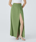 Jupe Maxi Fluide Breezeful™ 2 en 1 à Taille Haute avec Fente, Poches Latérales et Séchage Rapide
