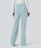 Pantalon tailleur évasé taille mi-haute Halara Flex™ DayStretch avec zip latéral et poches