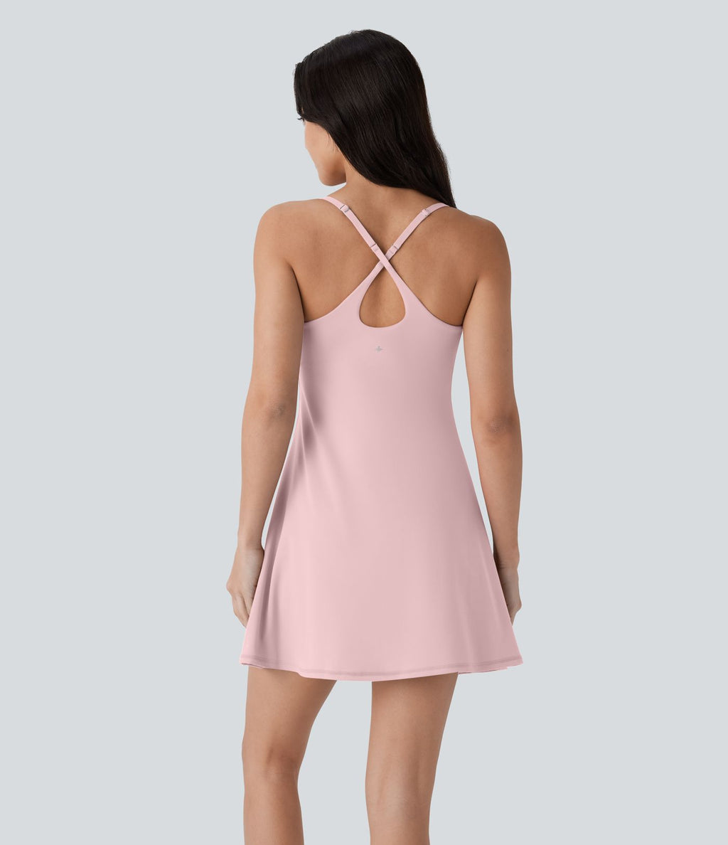 Softlyzero™ Plush Robe de danse courte dos nu avec short intégré - Version Easy Peasy