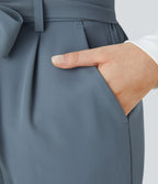 Pantalon de travail Halara Flex™ paper bag large taille haute, avec ceinture et poches