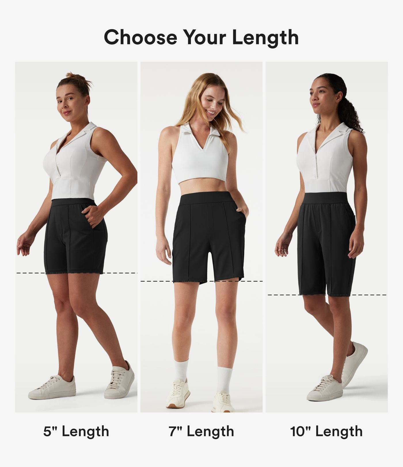 Short de golf taille haute à séchage rapide avec poches 17,5 cm - Golf Tee - UPF40+