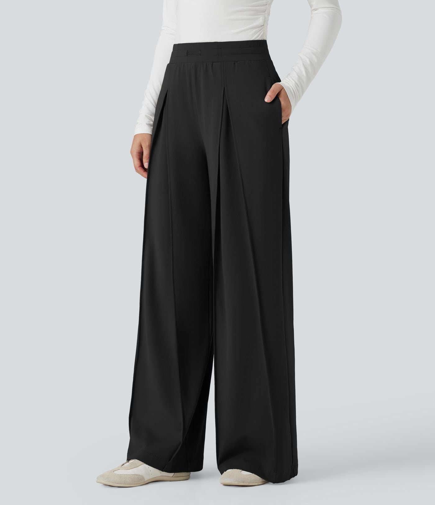 Pantalon large taille haute DayStretch avec poches