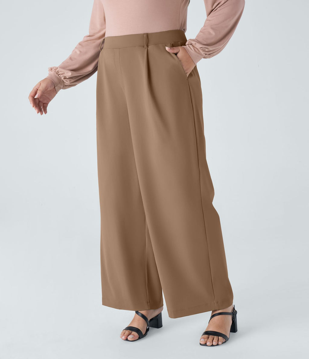 Pantalon de travail grande taille coupe droite taille haute Halara Flex™ DayStretch avec poches