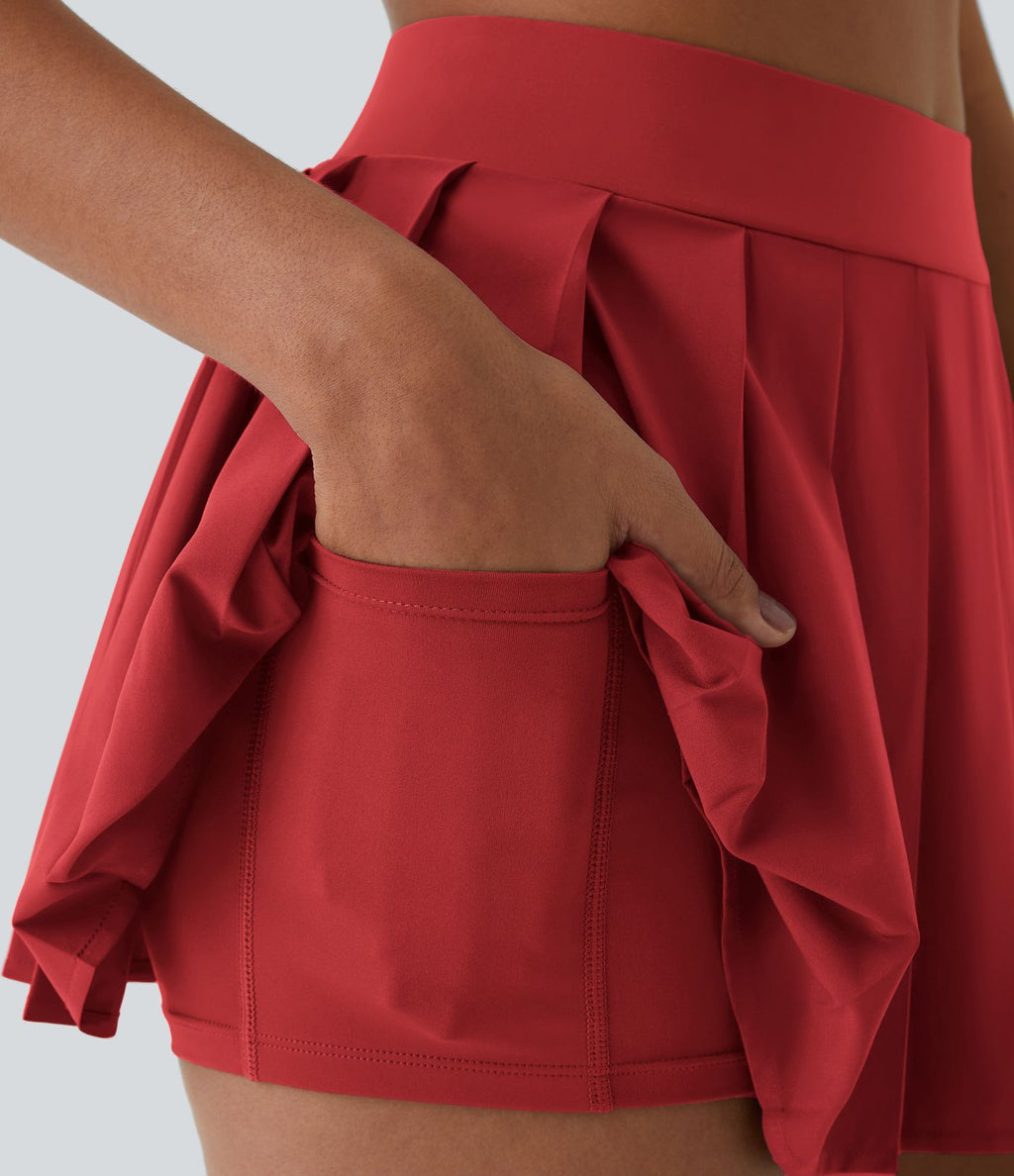 Breezeful™ Mini Jupe Soirée Plissée 2 en 1 Taille Haute Poche Latérale Boucle Réglable Séchage Rapide