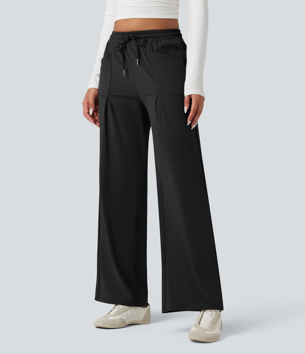 Pantalon tailleur large taille moyenne avec cordon de serrage Halara Flex™ DayStretch avec poches