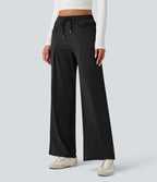 Pantalon tailleur large taille moyenne avec cordon de serrage Halara Flex™ DayStretch avec poches