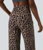 Pantalon de yoga jambes droites taille haute gainant imprimé léopard Halara UltraSculpt™ avec poches