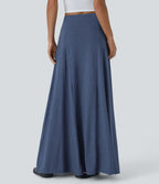 Jupe Évasée Casual Longue Fermeture Éclair Latérale Taille Haute