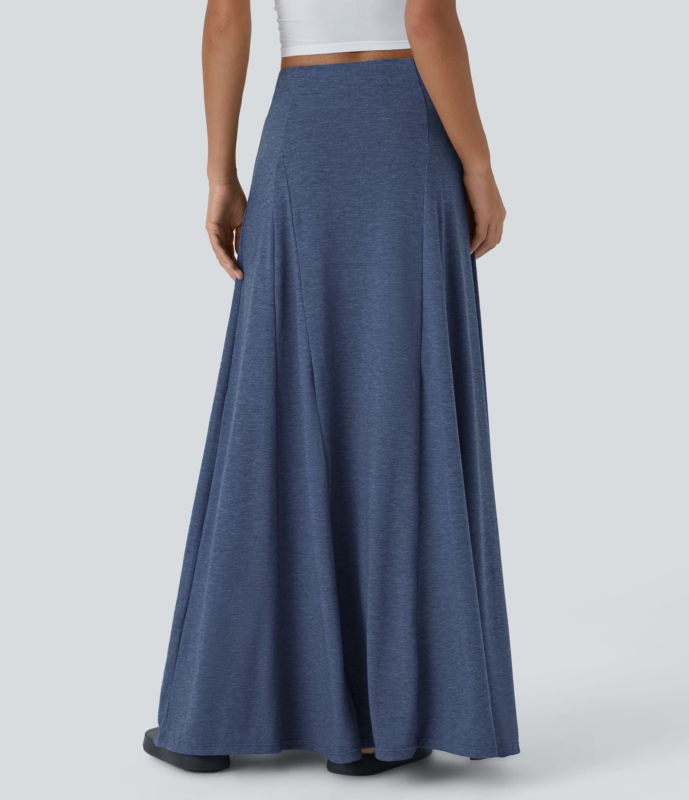 Jupe Évasée Casual Longue Fermeture Éclair Latérale Taille Haute
