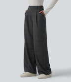 Pantalon à carreaux Halara Flex™ pour le bureau, taille haute, coupe droite avec poches