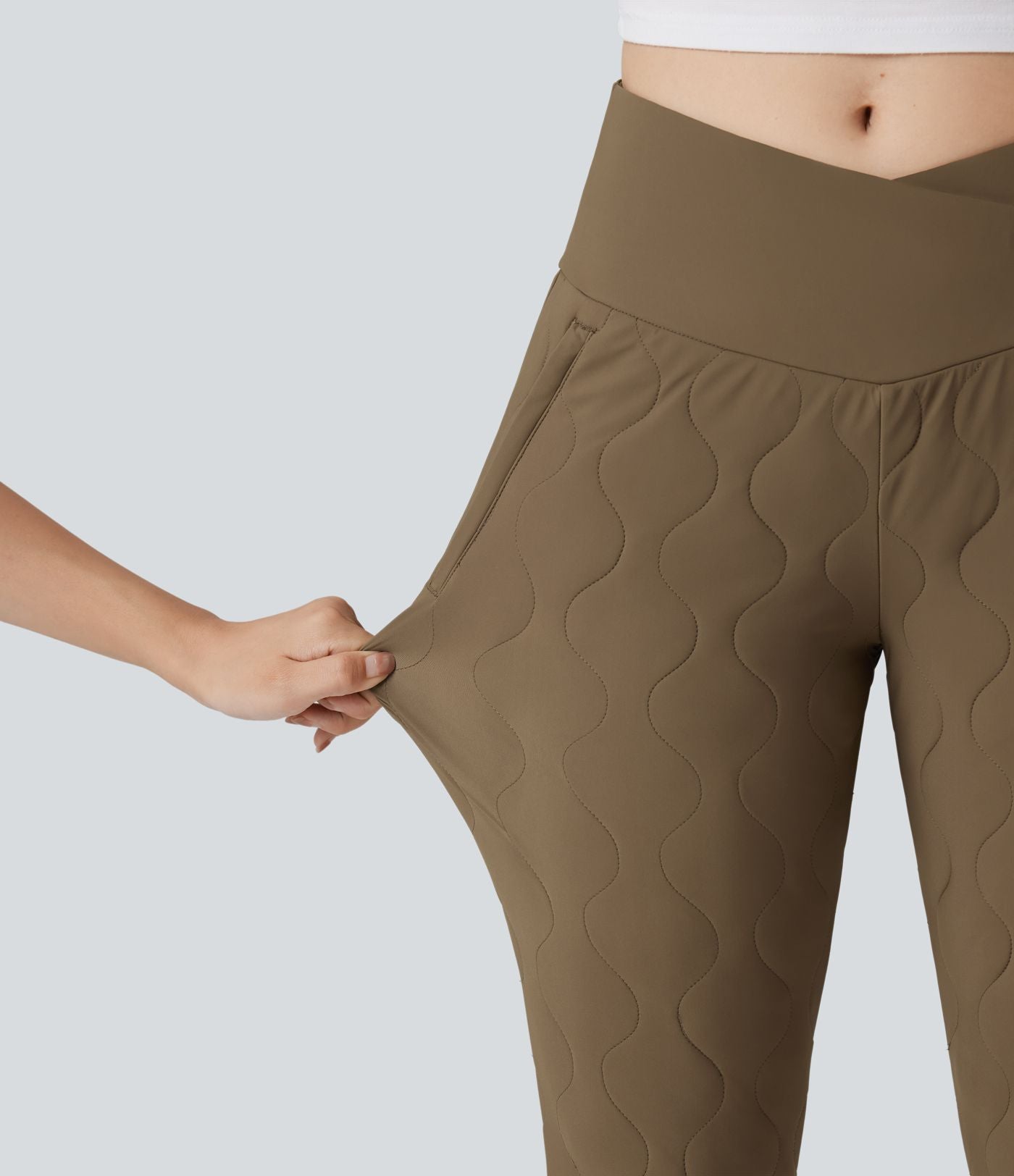 Jogging matelassé casual PuffFlex croisé taille haute avec poches