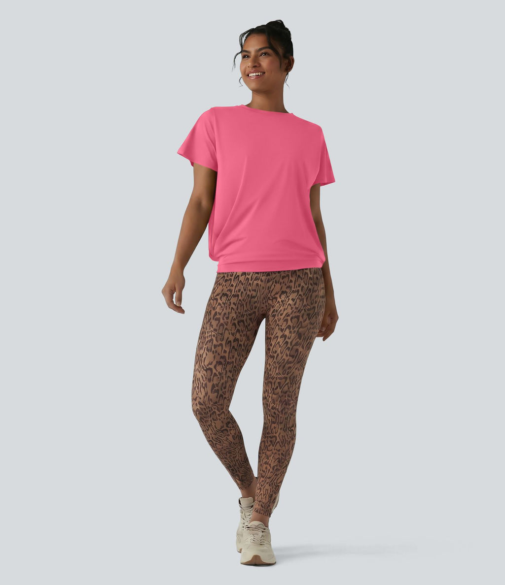 Haut de sport col rond manches courtes effet frais InstantCool avec fronces, protection solaire UPF50+