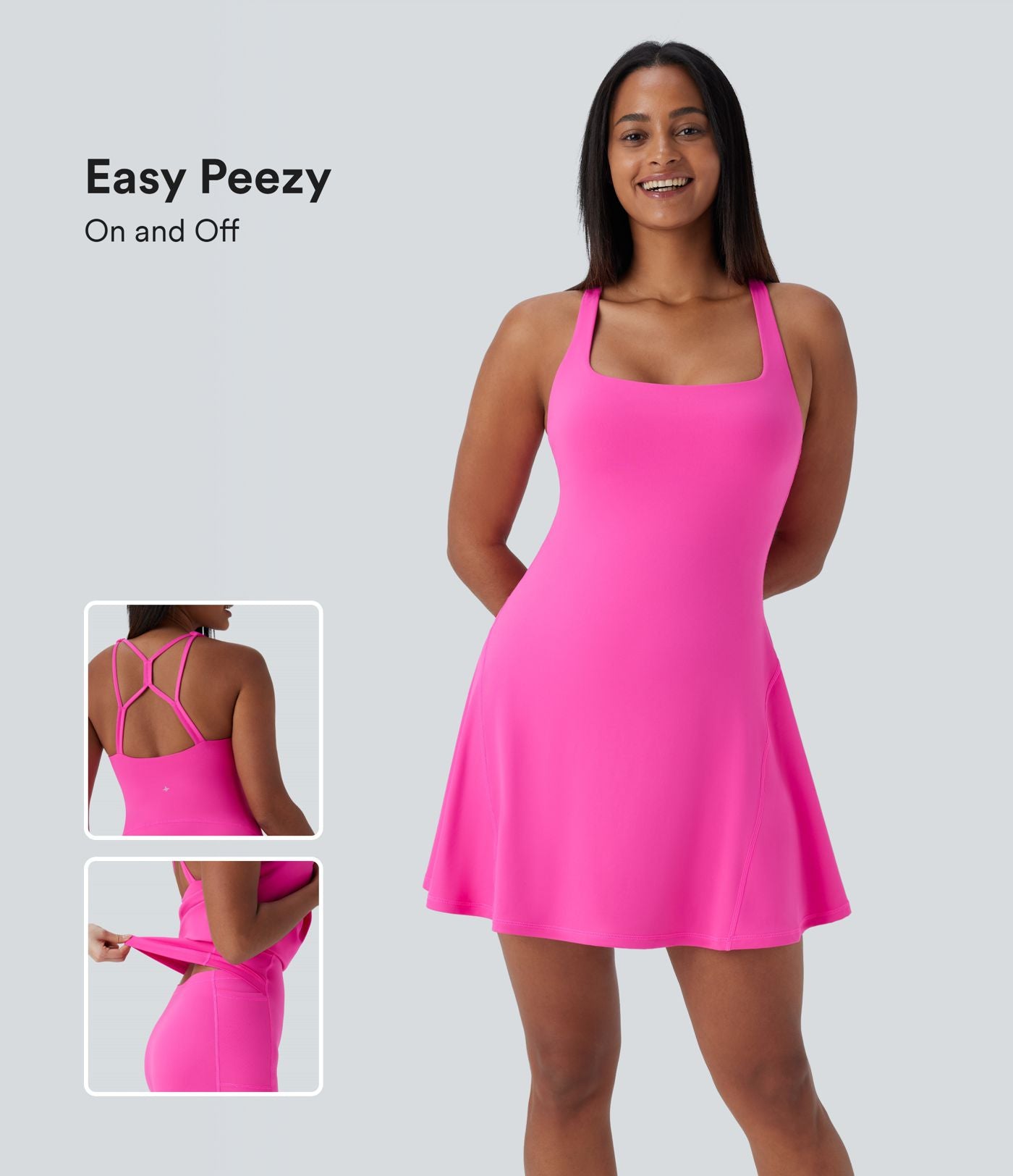 Robe active mini 2-en-1 Softlyzero™ dos nu avec poches latérales pour yoga-Édition Easy Peezy-UPF50+