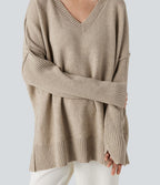 Pull col V manches raglan longues coupe décontractée