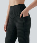 Legging de yoga taille haute gainant à rayures avec poches