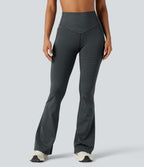 Pantalon de yoga à coupe bootcut gainant taille haute à rayures avec poches
