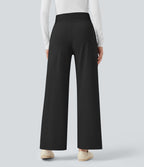 Pantalon polaire coupe droite taille haute avec poches