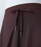 Jupe Casual Évasée Mesh Mi-Longue Fuide 2 en 1 Contrastée Taille Haute Cordon Poche Latérale