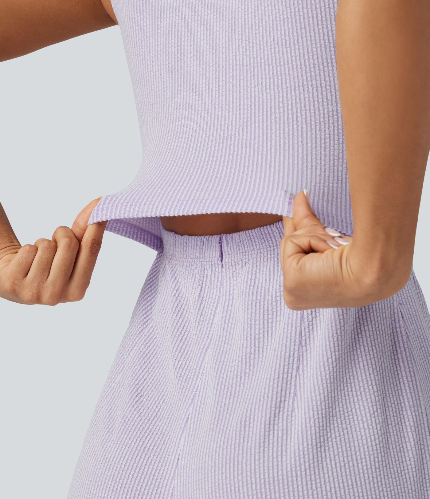 Combinaison sans manches col V à rayures avec brassière intégrée et poches – Édition Easy Peasy
