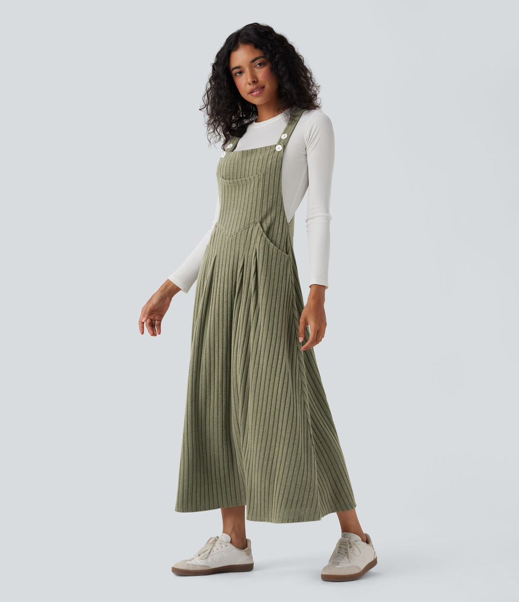 Robe de chasuble décontractée maille côtelée avec poches
