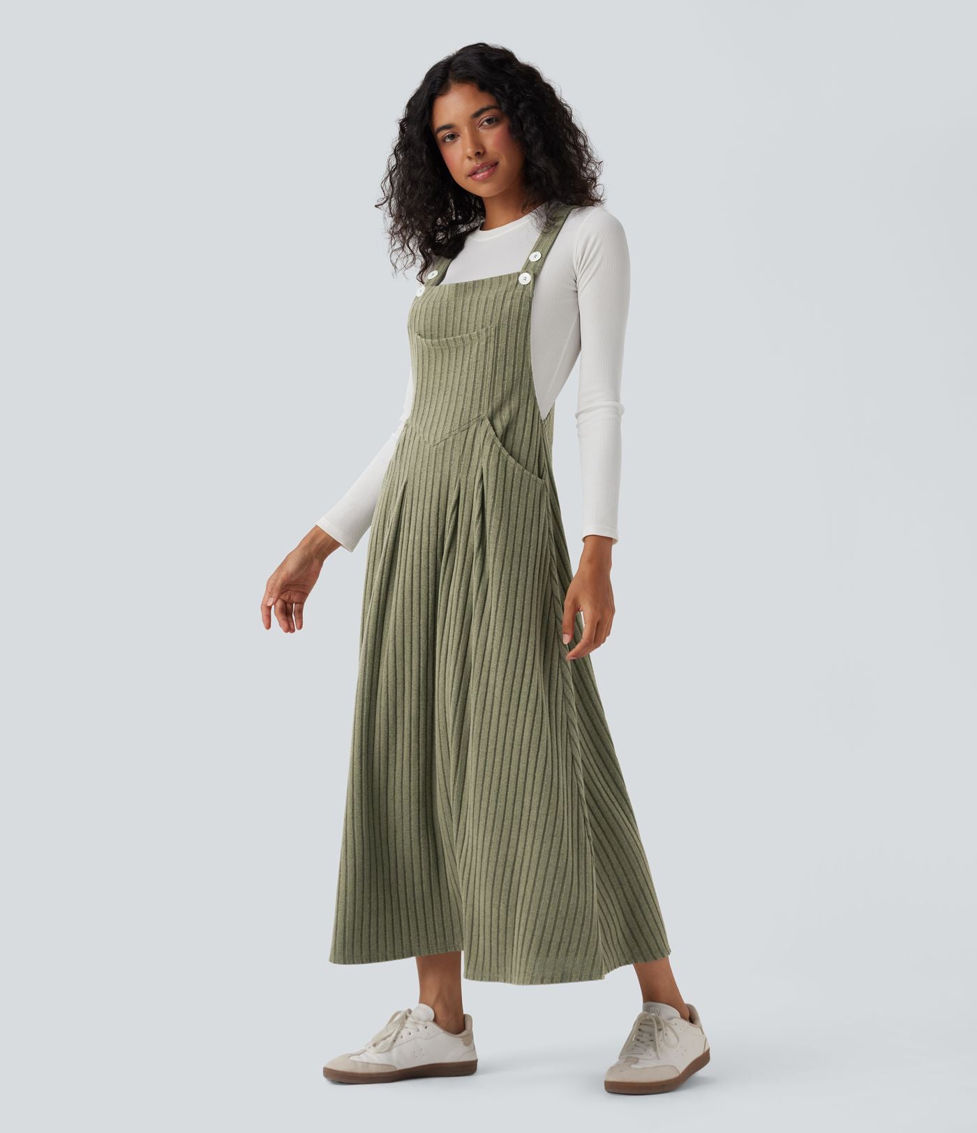 Robe de chasuble décontractée maille côtelée avec poches