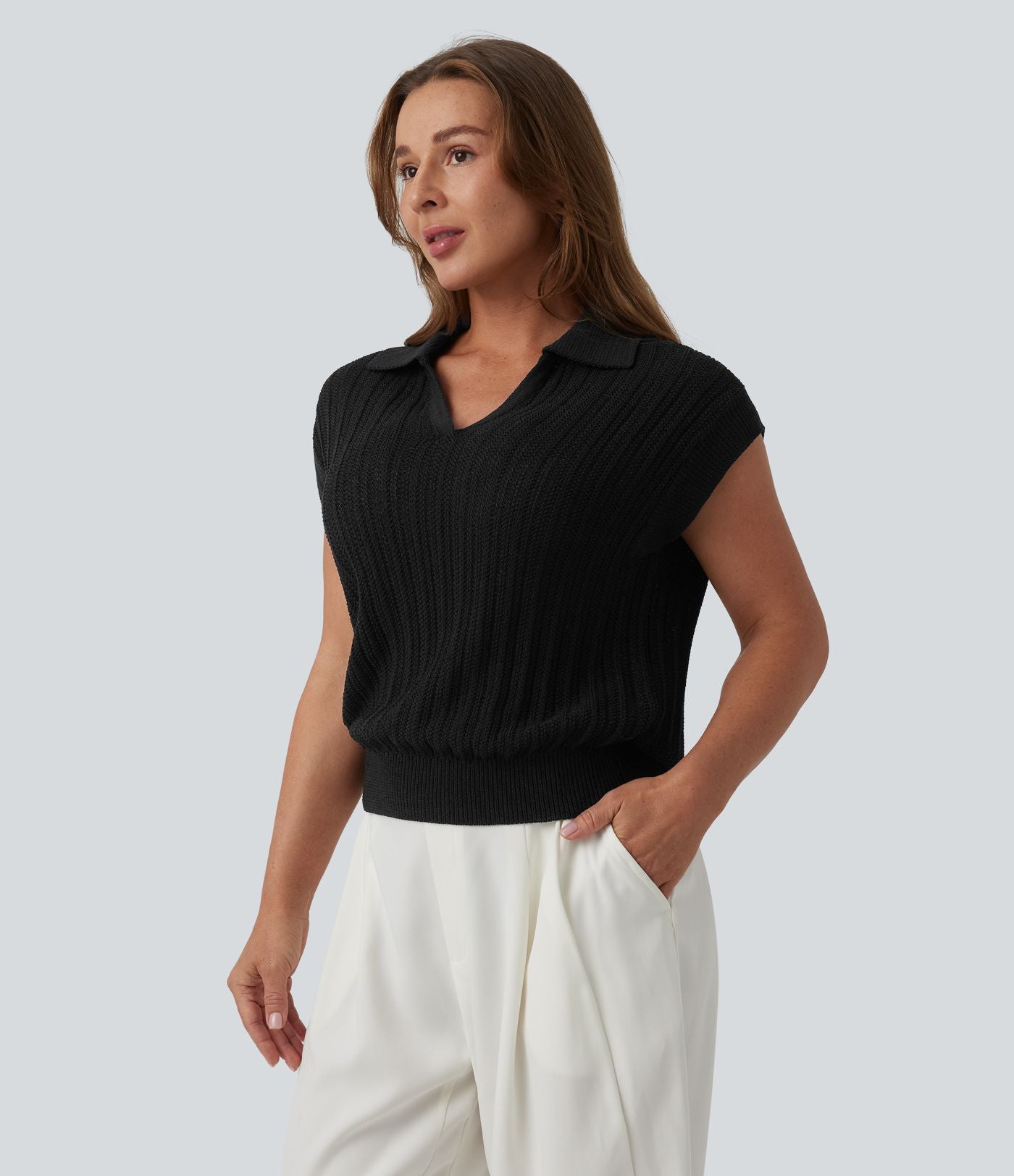 Pull de travail col polo manches courtes