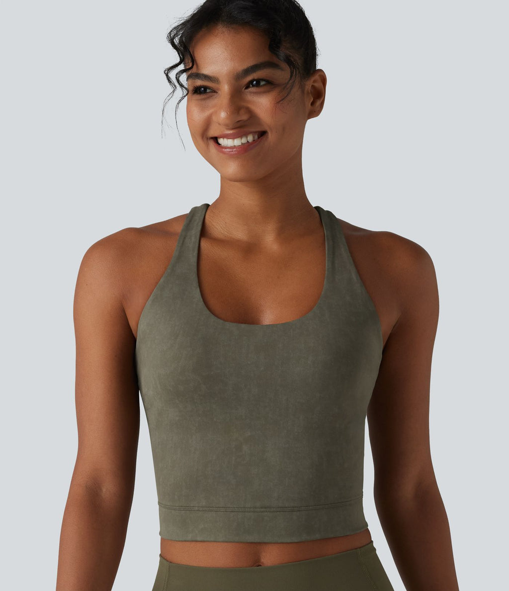Brassière de sport courte col U dos nageur avec brassière intégrée