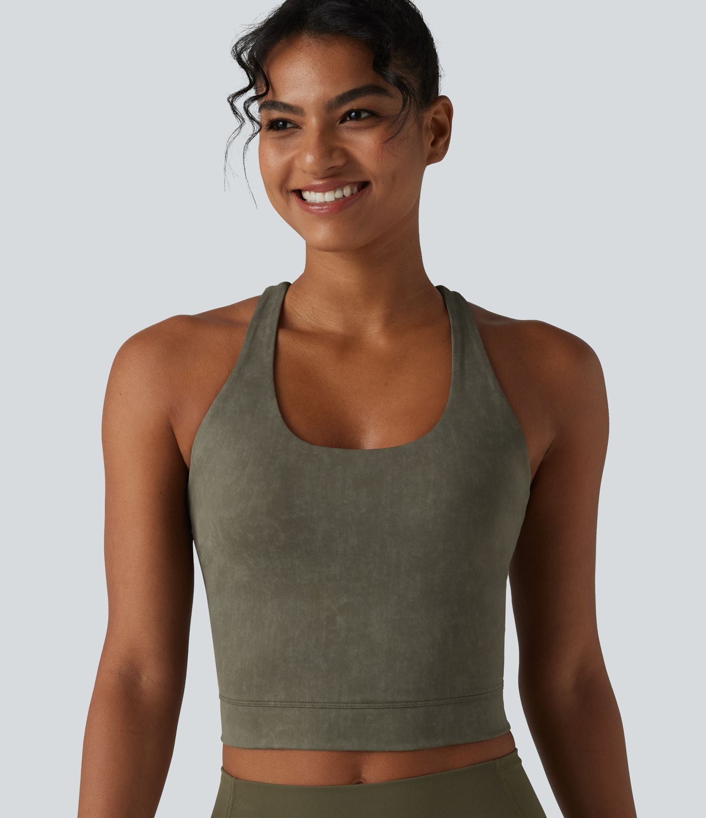 Brassière de sport courte col U dos nageur avec brassière intégrée
