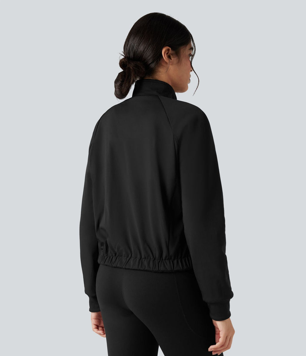 Veste polaire de randonnée réversible col montant manches longues avec poches (Deux looks en un)