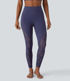 Legging de yoga 7/8 Softlyzero™ taille haute avec dentelle contrastée et poches latérales-UPF50+
